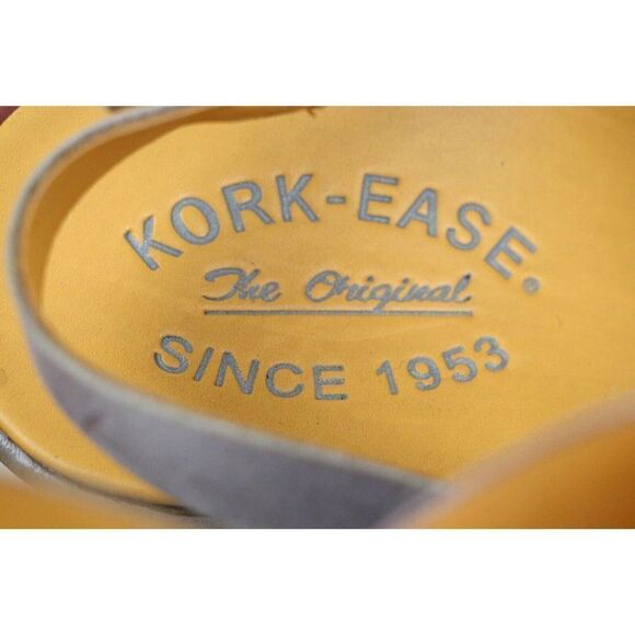 Kork-Ease GRAY PINK GENUINE LEATHER OPEN TOE HIGH HEEL WEDGE SHOES Sz 8M - Picture 7 of 11